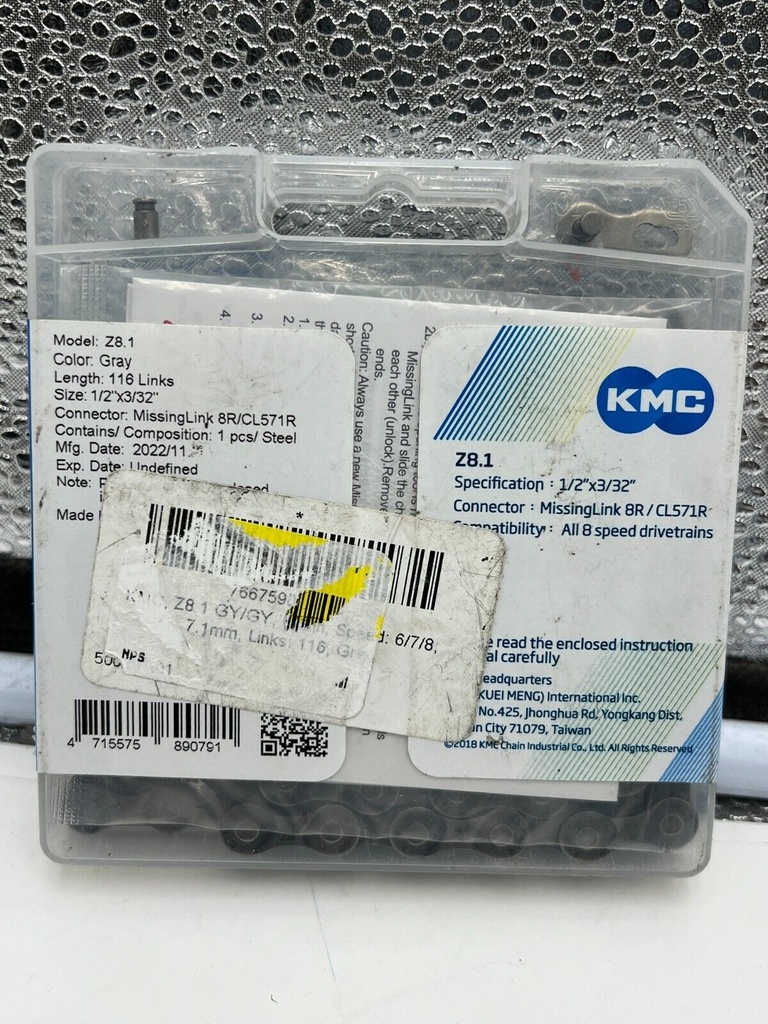 CADENA KMC PLATEADO 8V 116 ESLABONES