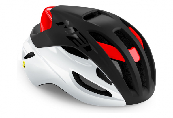 CASCO MET RIVALE MIPS GRANDE NEGRO/BLANCO/ROJO (S)