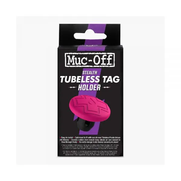 [MU-20707] MUC-OFF PORTA AIRTAG TUBELESS PARA NEUMATICO – ROSA/NEGRO