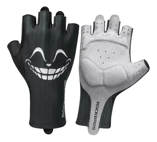 GUANTES CORTOS ROCKBROS BLANCO/NEGRO CON SONRISA