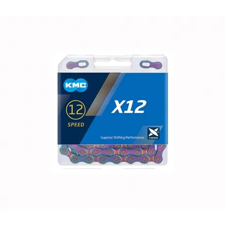 CADENA KMC MODELO AURORA X12 COLOR AZUL 1/2 X 11/128 126 ESLABONES