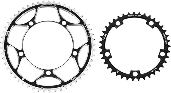 HARFINGTON JUEGO DE 2 PLATOS DE BICICLETA 130BCD 39T/53T REDONDO ESTRECHO ANCHO DE ALUMINIO PARA BICICLETA DE CARRETERA CADENAS DE 9/10/11 VELOCIDADES