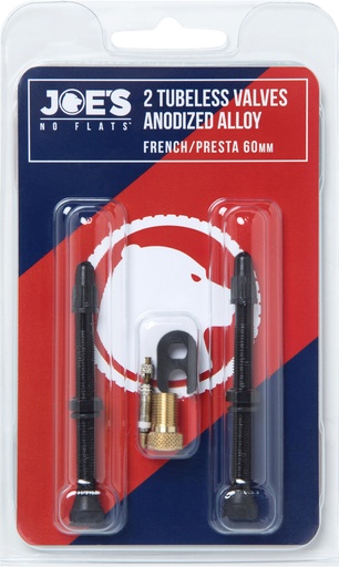 [002114] VALVULAS TUBELESS NO FLATS NEGRAS 60MM VALVULA FRANCESA JOE’S
